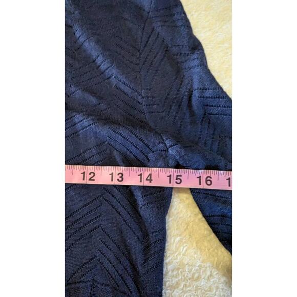 WHITE‎ HOUSE BLACK MARKET Lace Up Scallop Trim Chevron Knit Sweater XS - Picture 6 of 7